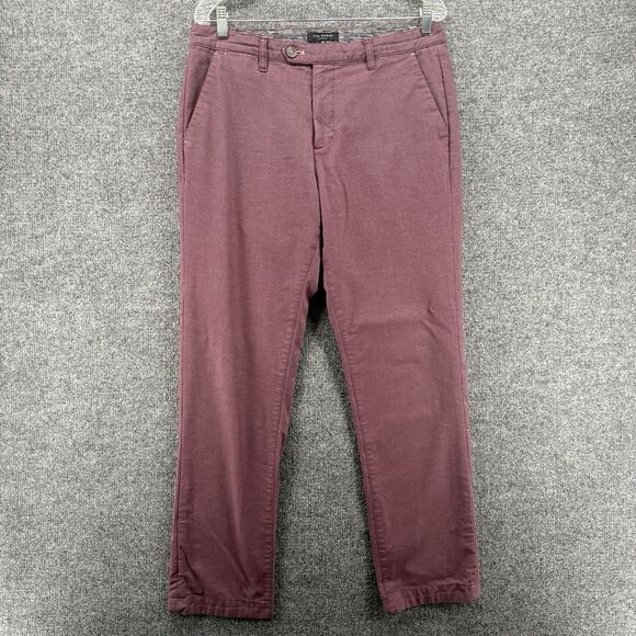 Ted Baker London Dress Pants Womens 33 Purple Flat Front Straight Office Career - Picture 1 of 11